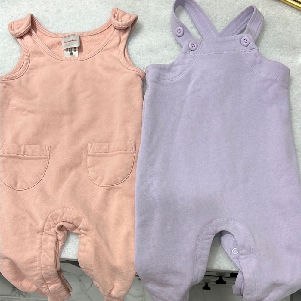 Peach and Lavender Baby Rompers